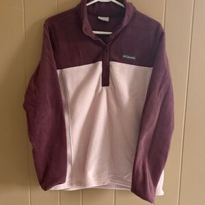 Columbia Maroon and Light Pink Fleece Pullover
